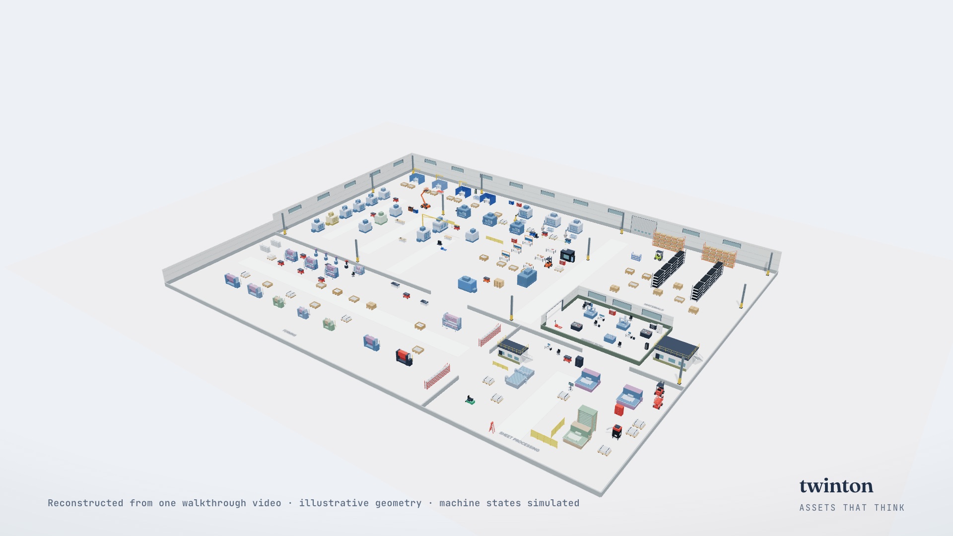 The reconstructed production floor of the demo twin