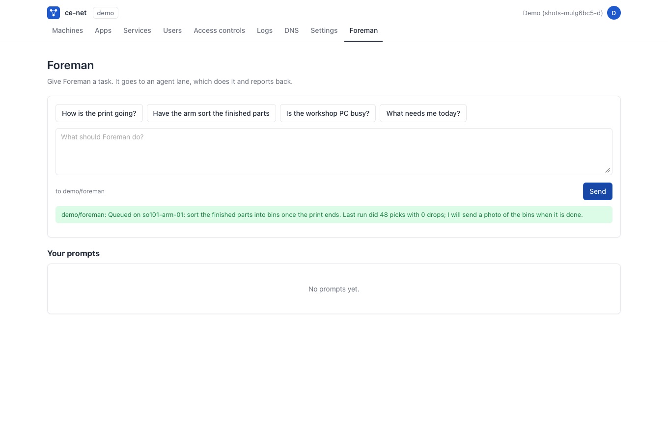 Console Foreman tab: sending a task to an agent